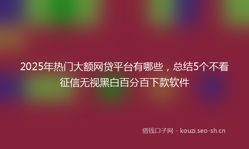 2025年热门大额网贷平台有哪些，总结5个不看征信无视黑白百分百下款软件