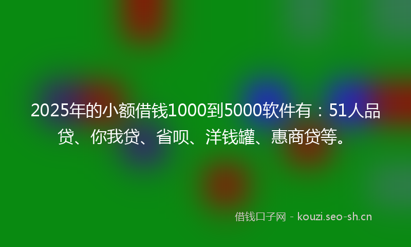 2025年的小额借钱1000到5000软件有：51人品贷、你我贷、省呗、洋钱罐、惠商贷等。