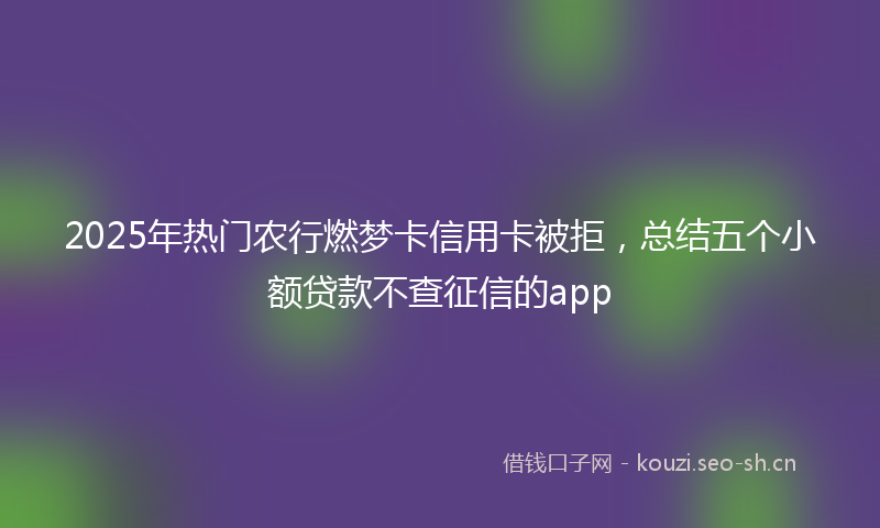 2025年热门农行燃梦卡信用卡被拒，总结五个小额贷款不查征信的app