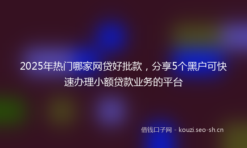2025年热门哪家网贷好批款，分享5个黑户可快速办理小额贷款业务的平台