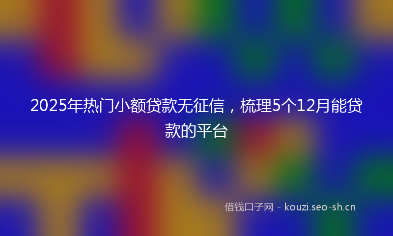 2025年热门小额贷款无征信，梳理5个12月能贷款的平台