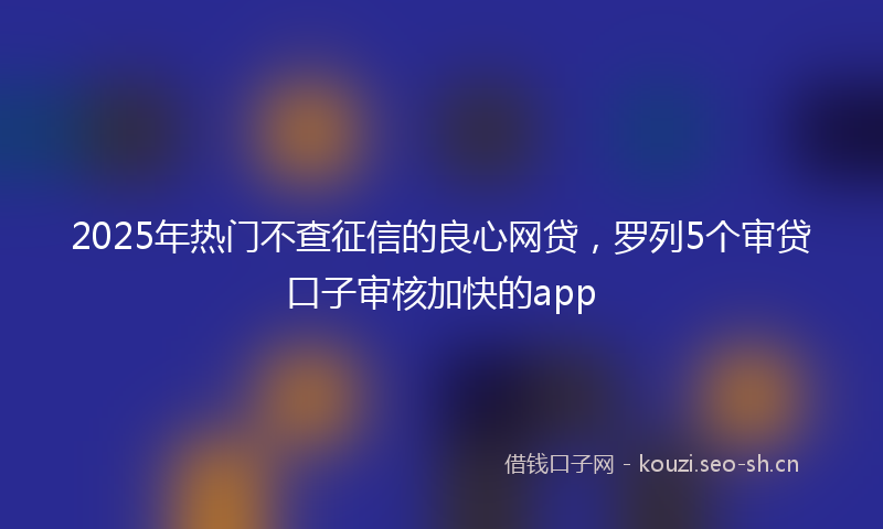 2025年热门不查征信的良心网贷，罗列5个审贷口子审核加快的app