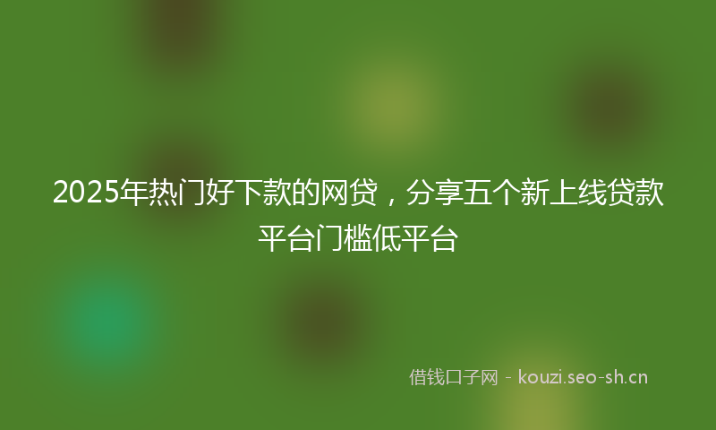 2025年热门好下款的网贷，分享五个新上线贷款平台门槛低平台