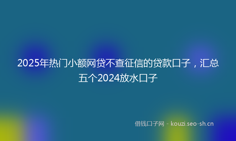2025年热门小额网贷不查征信的贷款口子,汇总五个2024放水口子