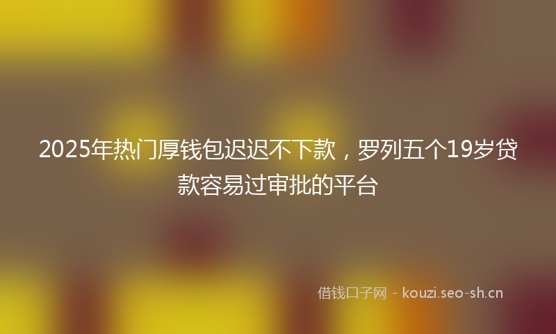 2025年热门厚钱包迟迟不下款，罗列五个19岁贷款容易过审批的平台
