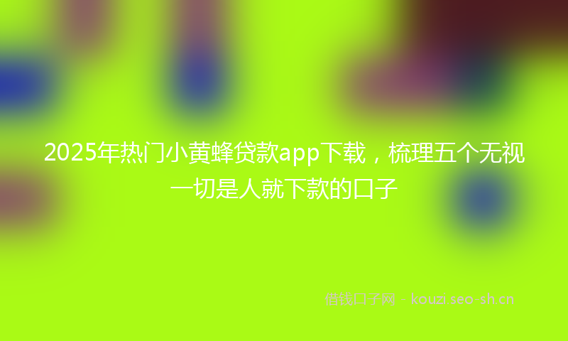 2025年热门小黄蜂贷款app下载，梳理五个无视一切是人就下款的口子