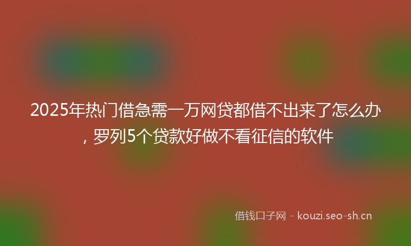 2025年热门借急需一万网贷都借不出来了怎么办，罗列5个贷款好做不看征信的软件