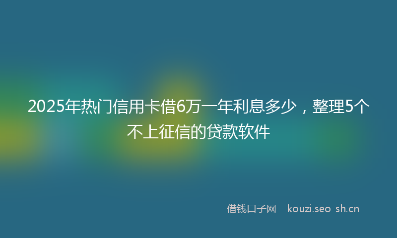 2025年热门信用卡借6万一年利息多少，整理5个不上征信的贷款软件
