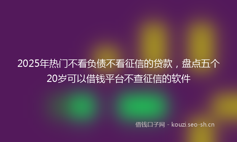 2025年热门不看负债不看征信的贷款，盘点五个20岁可以借钱平台不查征信的软件