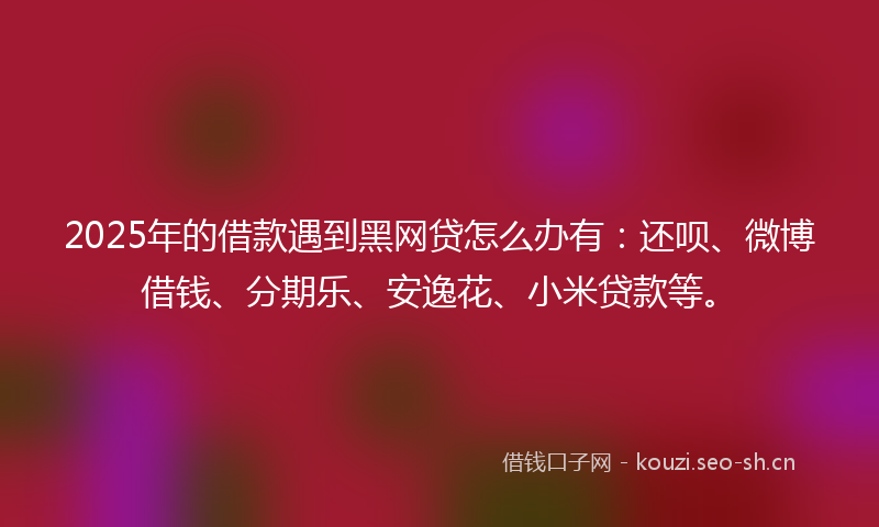 2025年的借款遇到黑网贷怎么办有：还呗、微博借钱、分期乐、安逸花、小米贷款等。