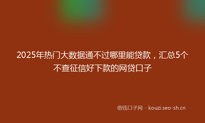 2025年热门大数据通不过哪里能贷款,汇总5个不查征信好下款的网贷口子