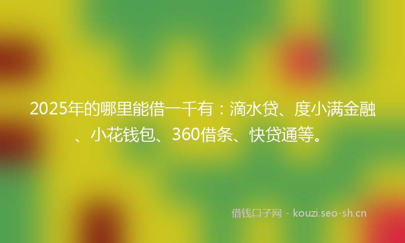 2025年的哪里能借一千有：滴水贷、度小满金融、小花钱包、360借条、快贷通等。