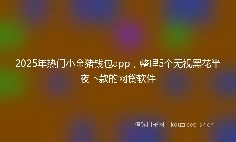 2025年热门小金猪钱包app，整理5个无视黑花半夜下款的网贷软件