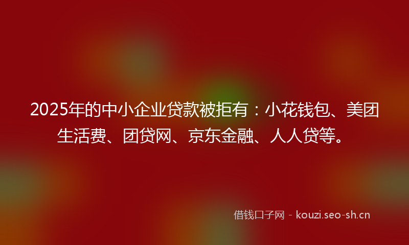 2025年的中小企业贷款被拒有：小花钱包、美团生活费、团贷网、京东金融、人人贷等。