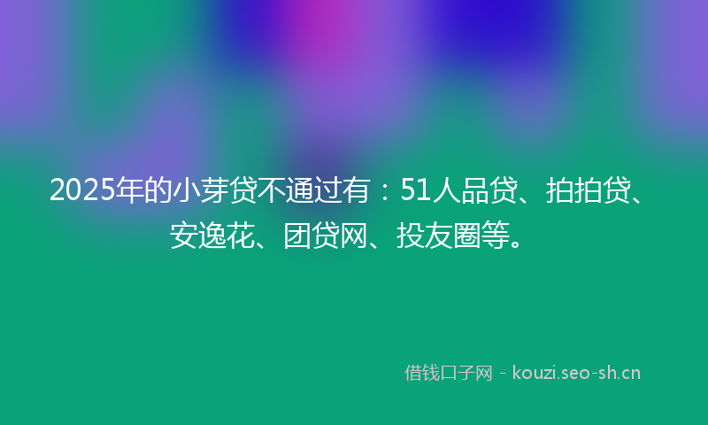 2025年的小芽贷不通过有：51人品贷、拍拍贷、安逸花、团贷网、投友圈等。