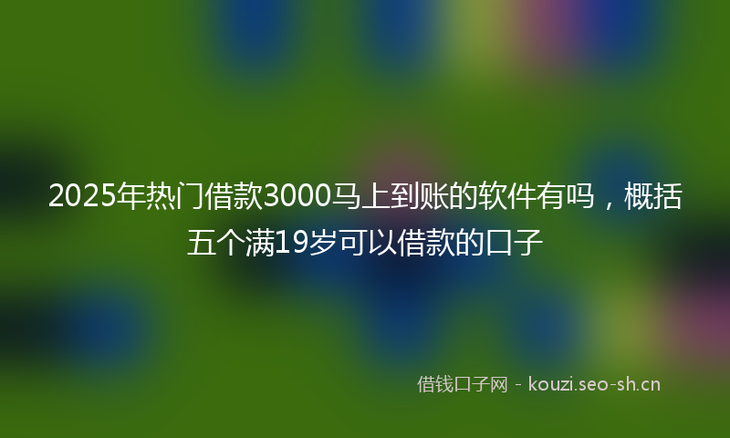 2025年热门借款3000马上到账的软件有吗，概括五个满19岁可以借款的口子