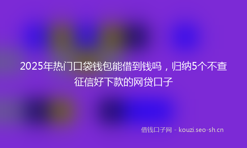 2025年热门口袋钱包能借到钱吗，归纳5个不查征信好下款的网贷口子