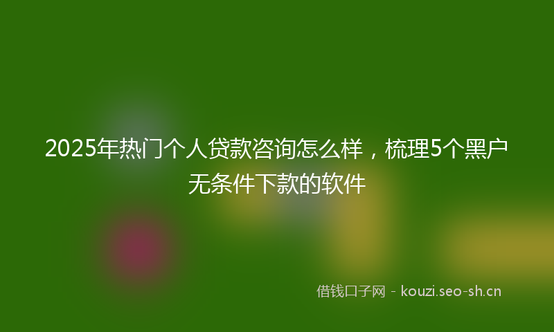 2025年热门个人贷款咨询怎么样，梳理5个黑户无条件下款的软件