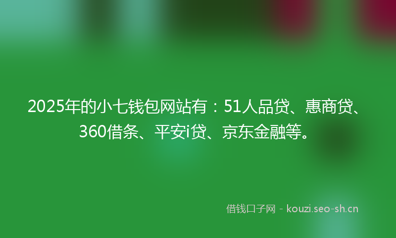 2025年的小七钱包网站有：51人品贷、惠商贷、360借条、平安i贷、京东金融等。