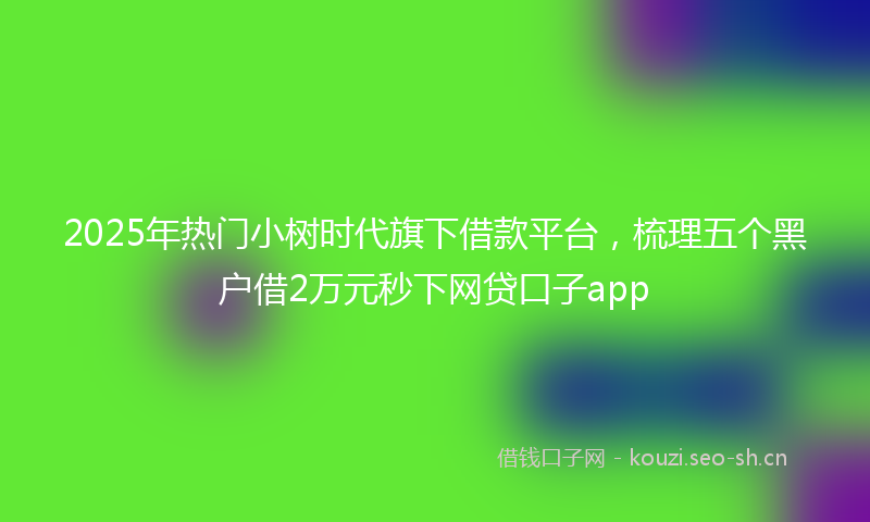 2025年热门小树时代旗下借款平台，梳理五个黑户借2万元秒下网贷口子app