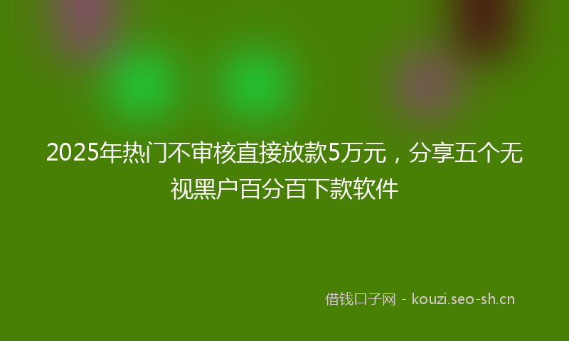 2025年热门不审核直接放款5万元，分享五个无视黑户百分百下款软件