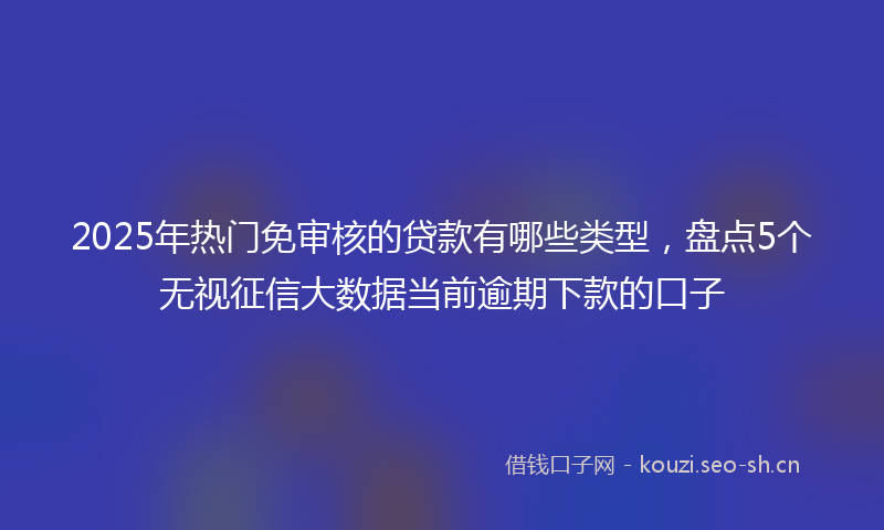 2025年热门免审核的贷款有哪些类型，盘点5个无视征信大数据当前逾期下款的口子