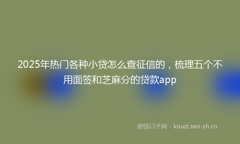 2025年热门各种小贷怎么查征信的，梳理五个不用面签和芝麻分的贷款app