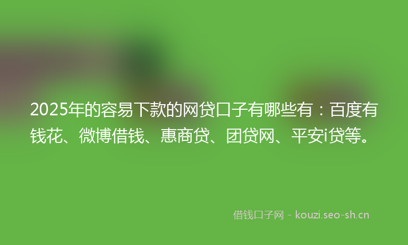 2025年的容易下款的网贷口子有哪些有：百度有钱花、微博借钱、惠商贷、团贷网、平安i贷等。
