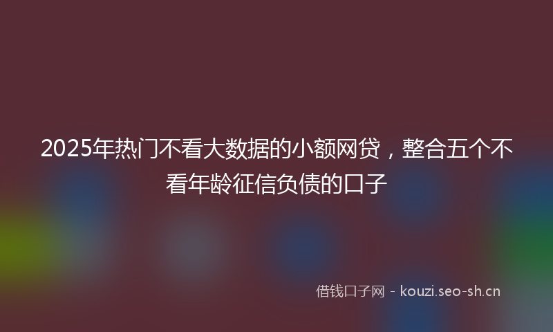 2025年热门不看大数据的小额网贷，整合五个不看年龄征信负债的口子