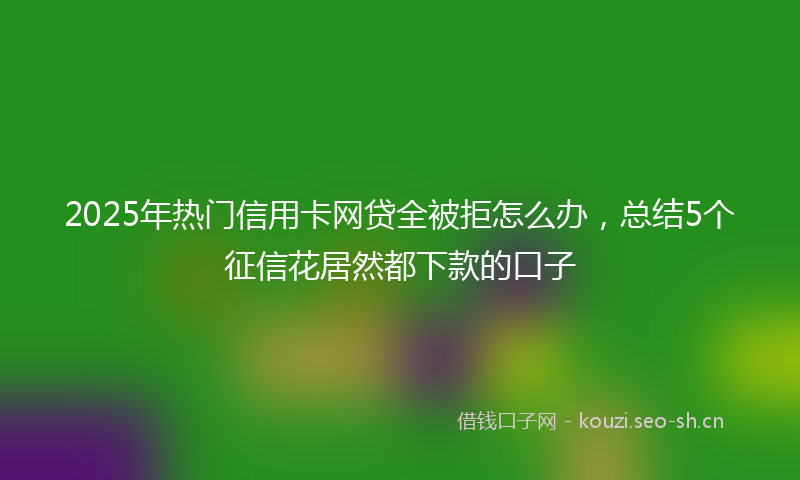 2025年热门信用卡网贷全被拒怎么办，总结5个征信花居然都下款的口子