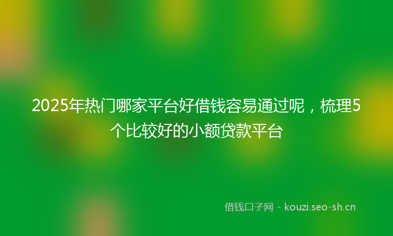 2025年热门哪家平台好借钱容易通过呢，梳理5个比较好的小额贷款平台