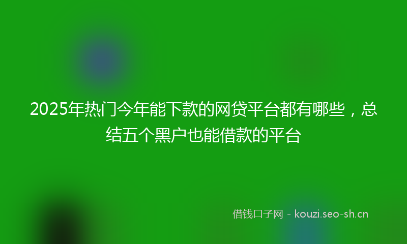 2025年热门今年能下款的网贷平台都有哪些，总结五个黑户也能借款的平台
