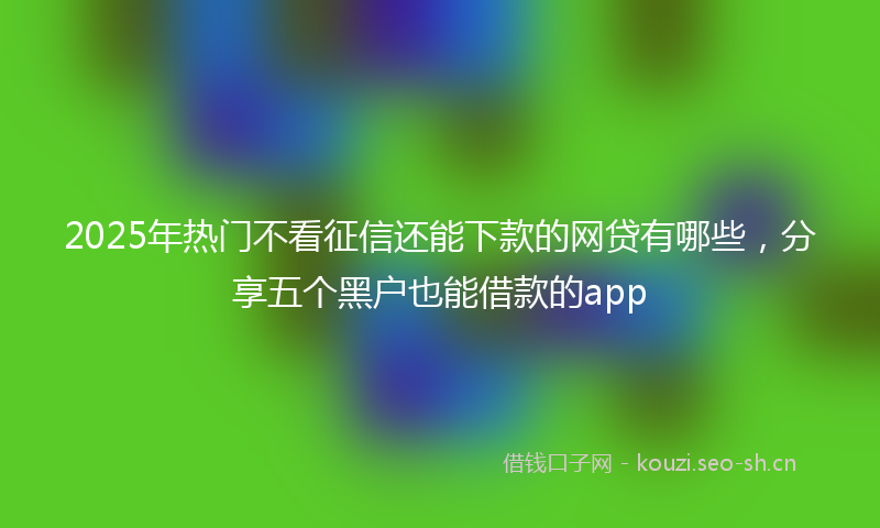 2025年热门不看征信还能下款的网贷有哪些，分享五个黑户也能借款的app