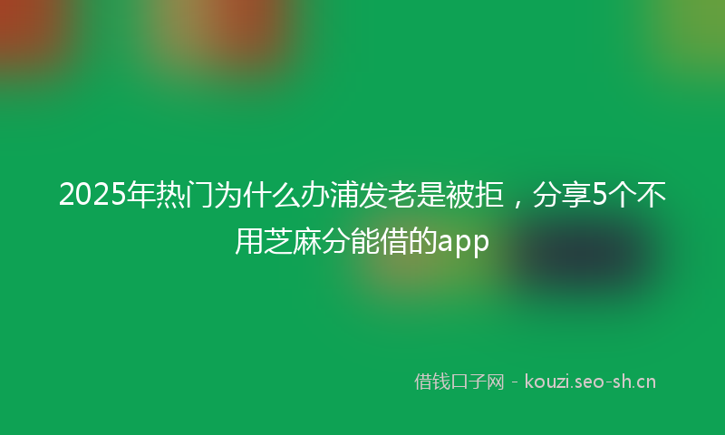 2025年热门为什么办浦发老是被拒，分享5个不用芝麻分能借的app