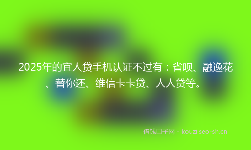 2025年的宜人贷手机认证不过有：省呗、融逸花、替你还、维信卡卡贷、人人贷等。