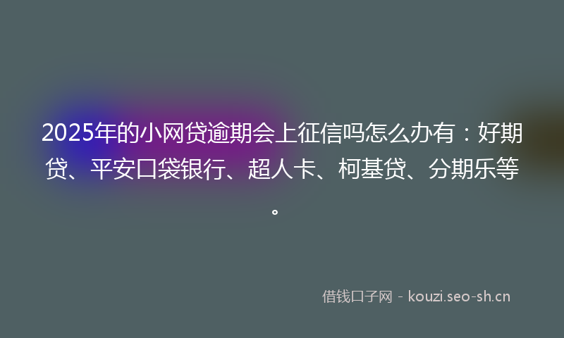 2025年的小网贷逾期会上征信吗怎么办有：好期贷、平安口袋银行、超人卡、柯基贷、分期乐等。