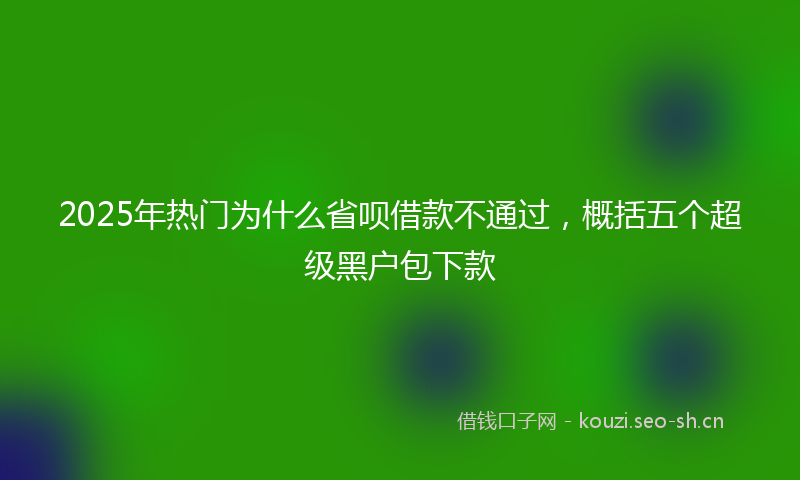 2025年热门为什么省呗借款不通过，概括五个超级黑户包下款