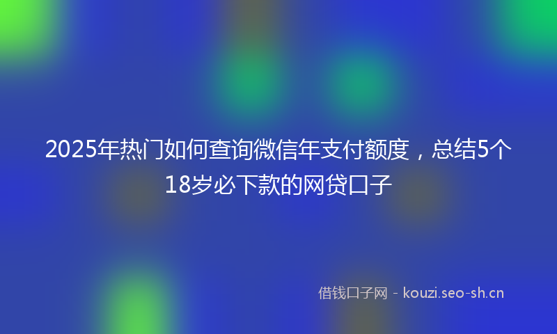 2025年热门如何查询微信年支付额度，总结5个18岁必下款的网贷口子