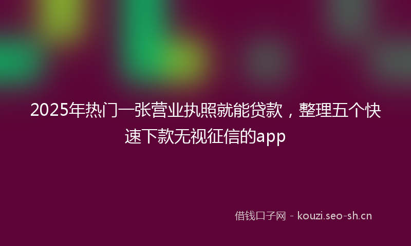 2025年热门一张营业执照就能贷款，整理五个快速下款无视征信的app