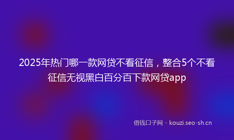 2025年热门哪一款网贷不看征信，整合5个不看征信无视黑白百分百下款网贷app