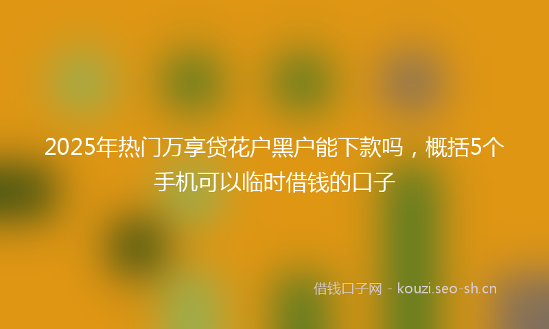 2025年热门万享贷花户黑户能下款吗，概括5个手机可以临时借钱的口子
