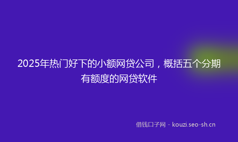 2025年热门好下的小额网贷公司，概括五个分期有额度的网贷软件