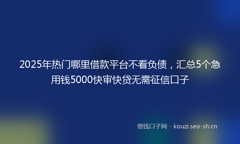 2025年热门哪里借款平台不看负债，汇总5个急用钱5000快审快贷无需征信口子