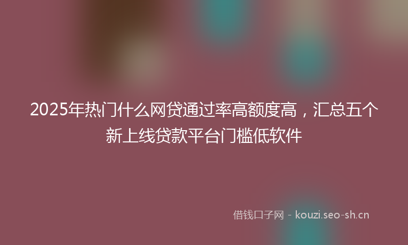 2025年热门什么网贷通过率高额度高，汇总五个新上线贷款平台门槛低软件