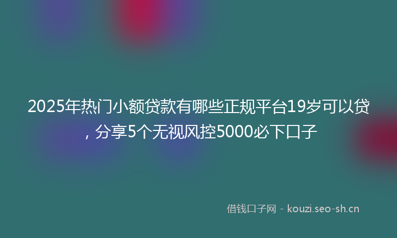 2025年热门小额贷款有哪些正规平台19岁可以贷，分享5个无视风控5000必下口子