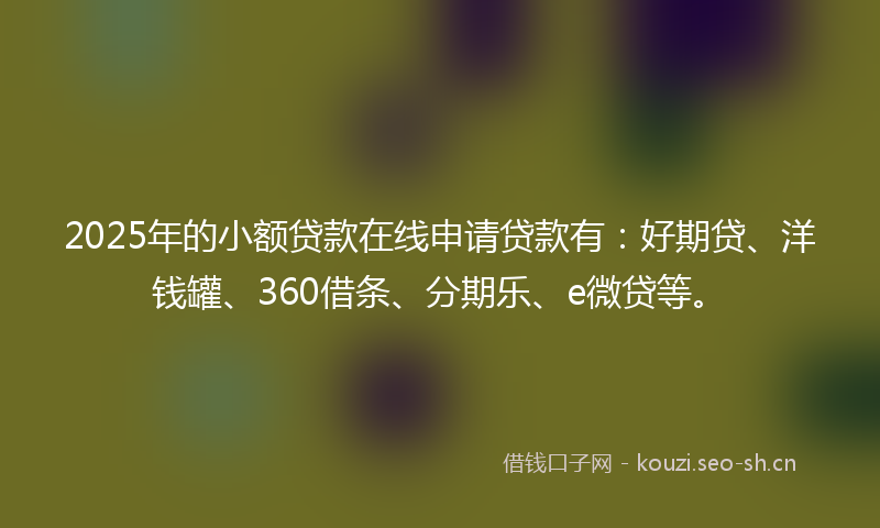 2025年的小额贷款在线申请贷款有：好期贷、洋钱罐、360借条、分期乐、e微贷等。