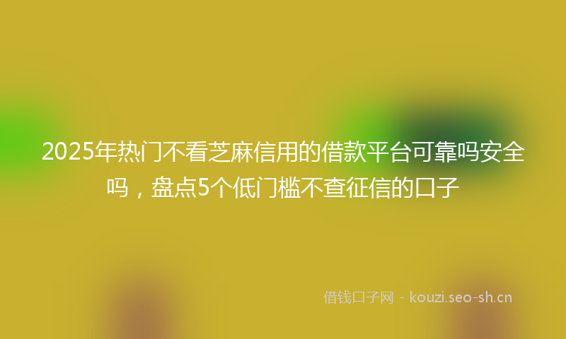 2025年热门不看芝麻信用的借款平台可靠吗安全吗，盘点5个低门槛不查征信的口子
