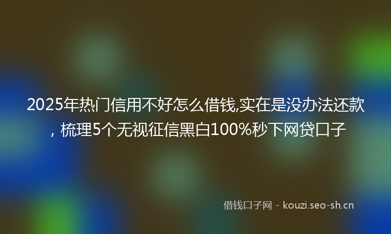 2025年热门信用不好怎么借钱,实在是没办法还款，梳理5个无视征信黑白100%秒下网贷口子