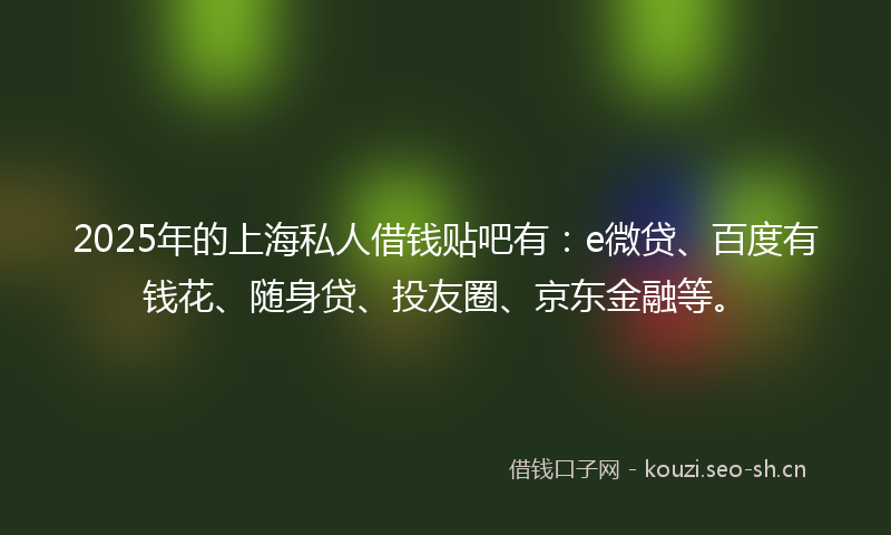 2025年的上海私人借钱贴吧有：e微贷、百度有钱花、随身贷、投友圈、京东金融等。