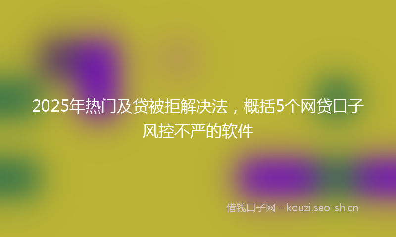 2025年热门及贷被拒解决法，概括5个网贷口子风控不严的软件